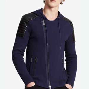 Calvin Klein Dark Blue Slim Fit Moto sweater Hoodie